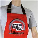 vw fartuch bus vintage logo/red