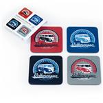 VW T1 Bus Set of 4 Coasters - VW T1 Bus front, 4 colours, DARK